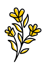 Trendy floral branch and minimalist flowers for logo or decorations. Hand drawn line wedding herb, elegant leaves for invitation save the date card. Botanical rustic trendy greenery