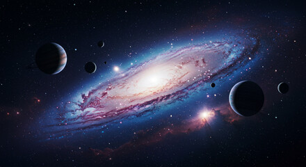 A captivating scene that evokes a sense of wonder and awe at the vastness of the universe, suitable for use as wallpaper, educational material, or as inspiration for science fiction and astronomy-them