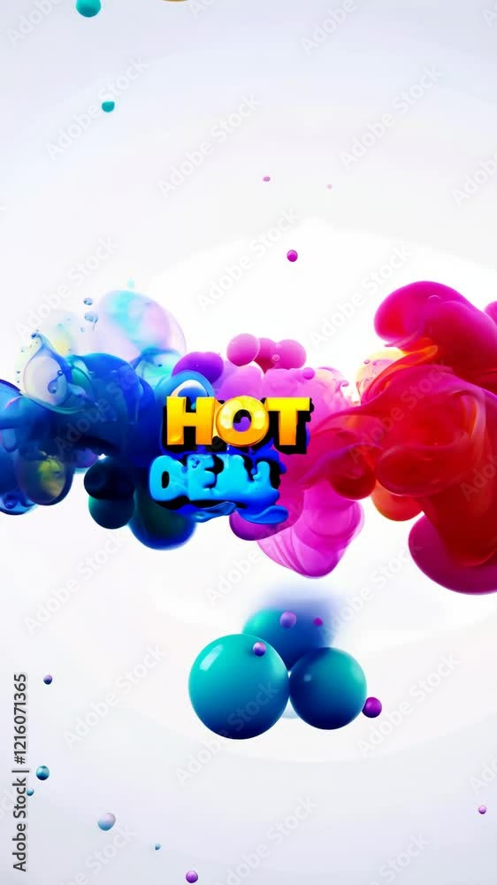 Poster a colorful image of a bunch of balloons with the words hot deals written on it. the balloons are in 
