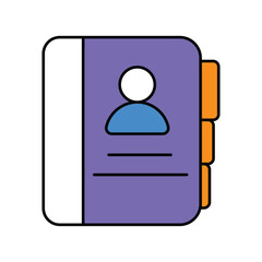 contact diary color line icon with white background vector stock illustration