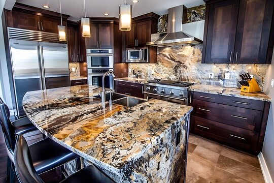 Kitchen in a luxury home with marble counter top