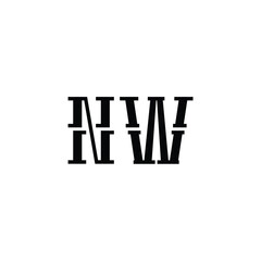 Obraz premium NW monogram logo design letter text name symbol monochrome logotype alphabet character simple logo