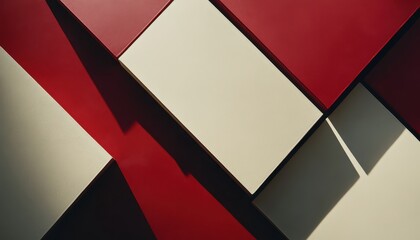 Abstract Geometric Design Red and Beige Color Blocks Interplay of Light and Shadow Modern Minimalist Background Texture
