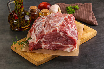 Raw pork neck meat for cooking