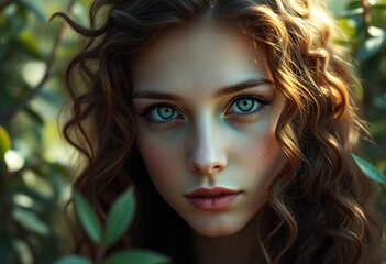 Fototapeta premium Fantasy portrait of a female with mystical, dreamy atmosphere