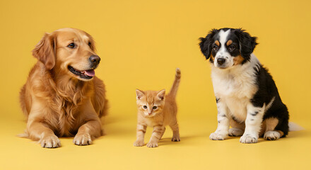 Fototapeta premium Adorable Pets Posing Together