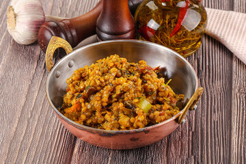 Vegan garnish - lentil with vegetables