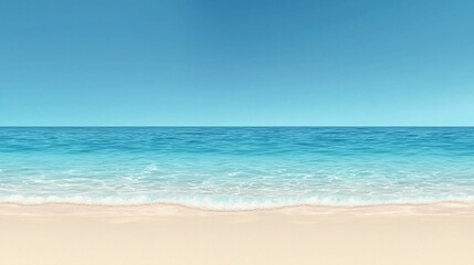 Obraz premium Serene beach scene with calm ocean and soft sand.