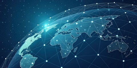 Global Network Connections A Digital World Map Representing Interconnectivity