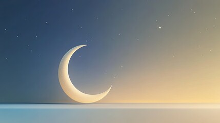 Crescent Moon at Dawn: A Serene Night Sky