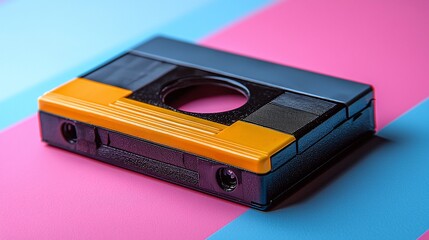 Vintage Video Cassette on Colorful Background: A Retro Tech Nostalgia Trip