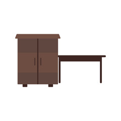 Table with Shelves Vector Icon