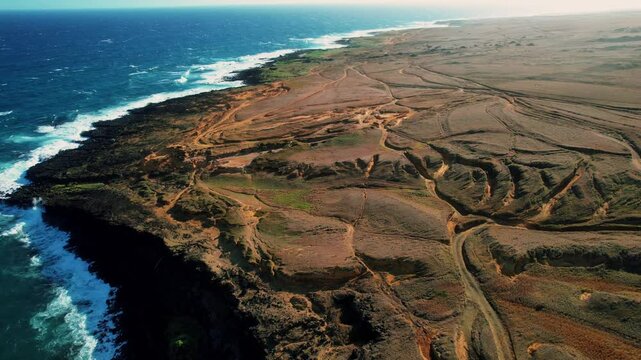 Drone Aerial Of Papakōlea Green Sand Beach In Big Island, Hawaii, USA