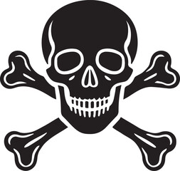 Downloadable silhouette vector EPS file of a skull and crossbones, ideal for pirate themes, Halloween designs, danger symbols, spooky decor, and horror-inspired projects.