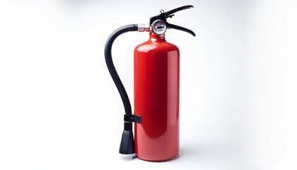 A bright red fire extinguisher stands ready.