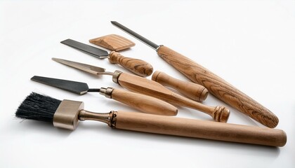 Fototapeta premium Wood carving tools with wooden handles.