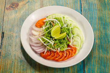 Fresh vegan Green salad with vegetables