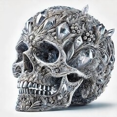 Naklejka premium detailed crystal skull on white background 