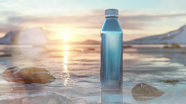 thermo sport water bottle mockup 3d render seamless looping overlay 4k virtual video animation background