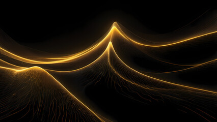 Golden Light Waves on a Dark Background