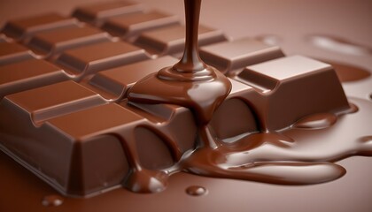 just chocolate dripping on chocolate bar 