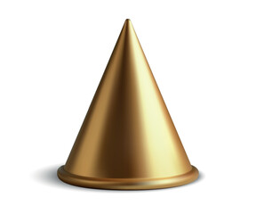 Fototapeta premium Shiny Golden Cone on White Background