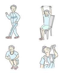 The Elderly Exercising