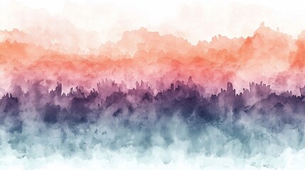 Fototapeta premium Abstract Watercolor Landscape: Misty Mountains in Serene Hues