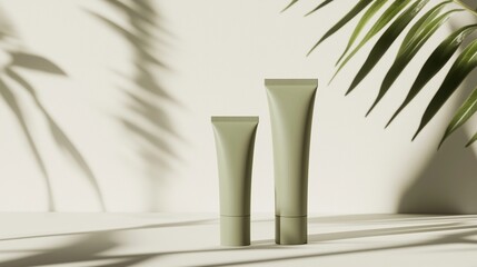 High-Quality AI Image of Olive-Green Cosmetic Lotion Tubes