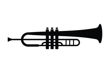 Naklejka premium Trumpet black and white flat vector icon and symbol design