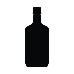 Vodka bottle black and white flat vector icon and symbol design