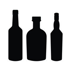 Whisky bottle flat vector icon set isolated on a white background