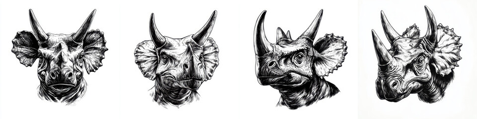 Obraz premium detailed pencil drawing of Triceratops showcasing unique features and expressions