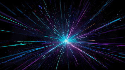 Futuristic Glowing Light Lines in a Dark Starry Background