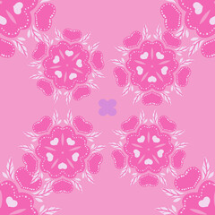 Abstract Seamless Floral Pattern with Vintage Swirls and Pink Flowers for Elegant Wallpaper Design