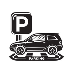 Car parking spot icon vector. Parking sign logo illustration.
