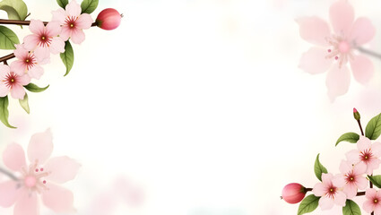 Delicate Blossoming Fruit Tree Frame Motif 