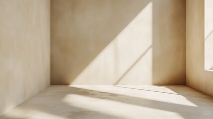 Sunlit Minimalist Room Corner Beige Walls