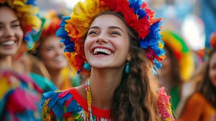 International day happiness: national laughter occasion, delighted people, happy women, cheerful men, pluralistic gathering, multinational inclusive festival, global harmony, polyethnic celebration