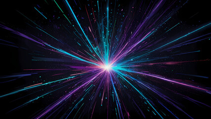 Naklejka premium Futuristic Glowing Light Lines in a Dark Starry Background