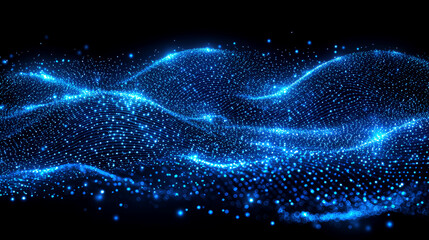 Abstract Blue Glowing Waves: Digital Energy Flow Background
