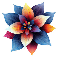 Fototapeta premium A vibrant, stylized flower design featuring intricate patterns and a gradient of colors.