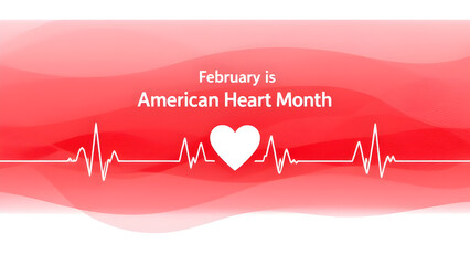 Illustration of february is american heart month. For banner, flyer, poster design template