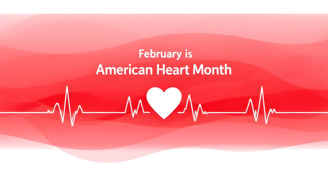 Illustration of february is american heart month. For banner, flyer, poster design template
