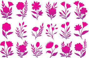 Set of different flowers, brunch and frames from flat editable stroke. Luxury line floral collection for wedding invitation art, design template. Botanical vector See Less