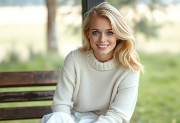 Obraz premium Portrait of a Nordic blond woman in a natural setting