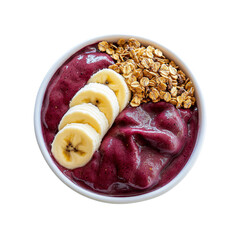 Acai Bowl with Banana and Granola Top View