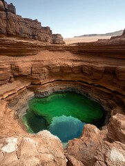 Vibrant green oasis hidden within a desert canyon