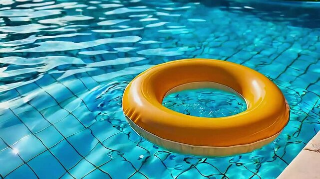a yellow pool float in a pool