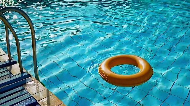 a pool with a yellow floatie